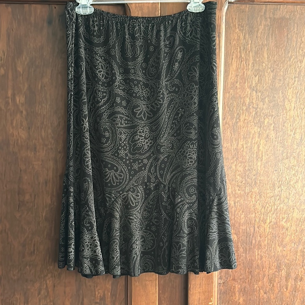 Vintage JKLA Black Paisley Skirt